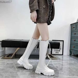 Botas senhoras botas plataforma dedo do pé redondo calçado branco inverno joelho sapatos de eixo alto para mulher longo y2k frete grátis e baixo preço pu 39