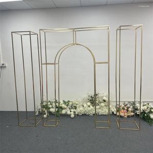 Party Decoration Outdoor Gilded Arch Wedding Iron Screen Framework Stage Flower Shelf Bakgrund