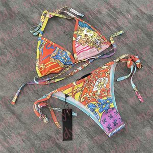 Marka retro bikini set druk stwobie kąpieli moda seksowna stanik stanik kąpiel kąpielowy Kącik na plażę na plaży