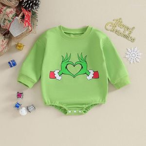 Rompers Citgeeautumn Christmas InfantBabhighers Bodysuit Longleve Crewneckプリントカジュアルジャンプスーツクリスマス服