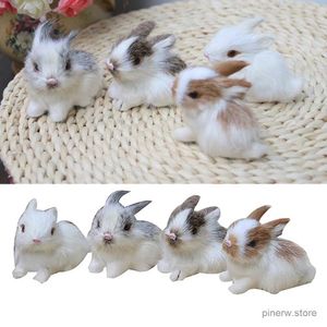 Action Toy Figures Mini Realistic Plush Rabbits Figurer påsk Bunny Simulation Model Decoration Livselike Artificial Animal Pocket Bunny Plush Toys