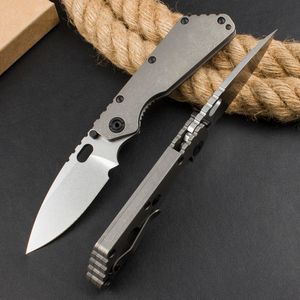 Högkvalitativ avancerad SMF Taktisk vikning Kniv D2 Drop Point Stone Wash Blade CNC TC4 Titaniumlegering Handtage EDC Pocket Knives Överlevnadsverktyg