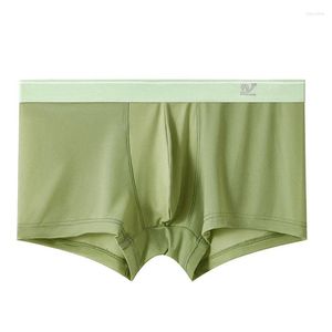 Cuecas de seda de gelo boxer troncos homens sexy roupa interior respirável macio sem costura calcinha ver através masculino bulge bolsa shorts