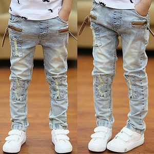 Ubrania chłopców bawełna bawełna długie spodnie projektant dżinsy dzieci Koreańskie europejskie amerykańskie spodnie dżinsowe spodnie Wysokiej jakości spodni CXD240213-6
