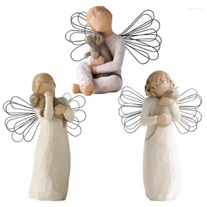 Estatuetas decorativas árvores de salgueiro anjo da amizade ornamento esculpido pintado à mão figura presente para amigo mãe irmã filha casa