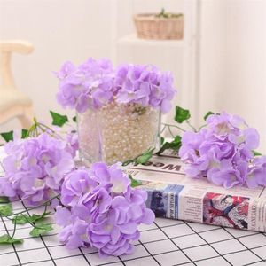 LOT 100PCS 13-15cm Hydrangea Flower Head 27 Forks Home Decorative Silk Flowers DIY Wreath Wedding Wall Road Lead Arch Flowers250s