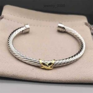 Armreif Damen Freundschaft Liebe Designer Armband Manschette Geschenk Silber 18 Karat Gold X Fischhaken Kanalfassung Sterling Silber Schmuck Frau Kabel Armbänder Bijoux ENO7