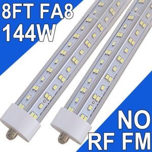 8Ft T8 LED Tube Light 6500K for Garage Daylight White 144W (Replace 300 Watt Fluorescent Tubes) Double-Ended Powers Single Pin FA8 Base usastock