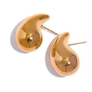 Waterproof 14k Yellow Gold Chunky Water Drop Big Stud Earrings Statement Texture Trendy Jewelry 2024