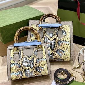Bamboo Handbag Tote Bag Shopping Handbags Purse Crossbody Bags Python Pattern Square Wallet Pair Two Shoulder Straps High Quality216S