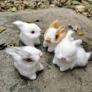 Party Decoration 4pcs/7.5 4 6cm Simulation Furry Baby Rabbits Artificial For Wedding Birthday Present Garden Home Kids Toy