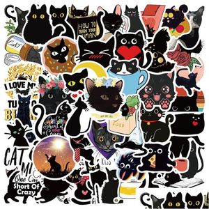 Bilklistermärken 50st/Lot Cartoon Creative Cute Black Cat Bombay Iti Sticker för DIY Lage Laptop Cykeldekaler Drop Leverans Mobiler M DHQBK