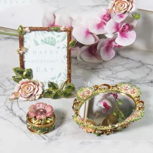 Necklace European Creative Picture Frame Decoration Enamel Color Metal Mirror Tray Jewelry Jewelry Ring Storage Tray Wedding Gifts