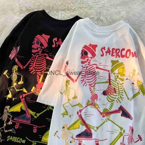 Men's T-Shirts T Shirt for Women Summer 2023 New Trend Print Skulls Hip Hop Short Sleeve Gothic Grunge Y2k Clothes Woman Ladies Funny T-shirtsH2421