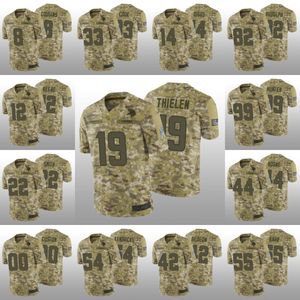 Minnesota''Vikings''Men 33 Dalvin Cook 8 Kirk Cousins 19 Adam Thielen Donne personalizzate Saluto della gioventù al servizio Camo Limited Jersey