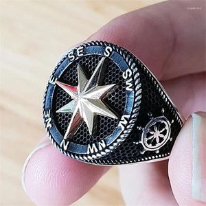 Cluster Ringe Vintage Wikinger Kompass Ruder Anker Ring für Männer Punk Party Gothic Edelstahl Schmuck