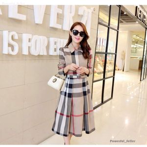 Designer Spring Women Dress Summer Long Sleeve Stand Collar Plaid Party Work Business Shirt Dresses Clothing 5157