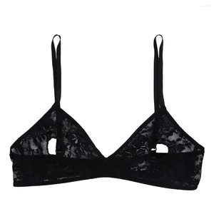 Bras Women Sexy Lingerie Sheer Floral Lace Bra Nightwear Hollow Out Open Cups Nipple Transparent Bralette Unlined Erotic Top