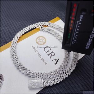 Colares Pingente Passar Teste 8-14mm Largura Gra Moissanite Diamante Ouro Sterling Sier Cuban Link Chain para Homens Hip Hop Colar Drop Deliv Dheuo