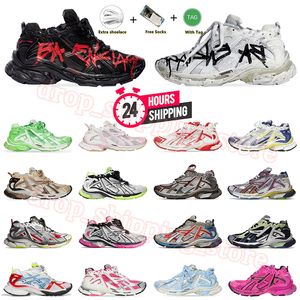 Abendschuhe Runners 7.0 Herren Graffiti Schwarz Fluo Grün Burgunderrot Lederfrei Grau Helllila Neongelb Weiß Belenciaga Luxusmarke Damen Jogging-Loafer 35-46