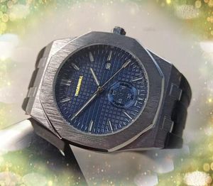 Orologio da uomo con quadrante grande cronometro 42 mm Cronografo con funzione completa di alta qualità Movimento al quarzo Orologio Orologio da polso con cinturino in caucciù nero blu in acciaio inossidabile regalo montre de luxe