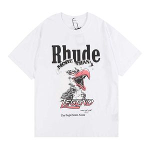 100 Rhude kvalitet herr designer t-shirt bröst bomull tryck hög casual mode korta ärm Europa Amerika män och kvinnors runda nackstorlek S-XL24SS 18