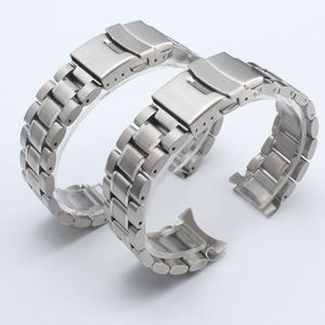 Silver Stainless Steel Watchbands Bracelet 18mm 20mm 22mm Solid Metal Watch Band Men Strap Accessories290y