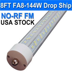 Lâmpadas tubulares LED T8 T10 T12 8FT, 144W 6500K luz branca branca, luminária fluorescente de substituição de LED Fa8 de pino único, desvio de lastro, garagens de oficina de armazém usastock