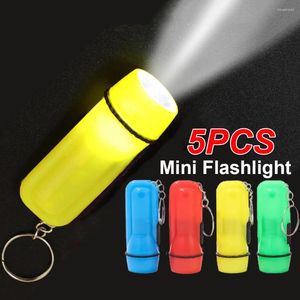 Flashlights Torches 5Pcs Mini LED Flashlight Children Toy Lamp Plastic Keychain Light Button Battery For Kids Birthday Party Favors