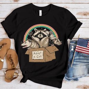 Women's T Shirts Opossum Print Casual Tee Top Short Sleeve Shirt Lady Clothes Fashion Tshirt Summer Female Women Lovely Graphic T-shirt