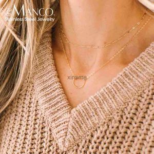 Chokers eManco 2 PCS Layered Necklace for Women 316L Stainless Steel Necklace women Titanium steel Lace Chain Choker Necklace YQ240201