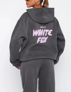 White Foxx Hoodie Sets Woman Dwaj 2 -częściowe kobiety mężczyźni ubrania sportowe dres ściągacza z bluzy z kapturem Whiteshoes