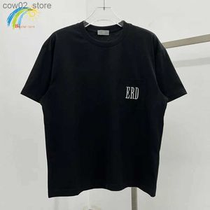 Homens camisetas Clássico Estilo Simples Bolso Patch Bordado ERD T-shirt Homens Mulheres Melhor Qualidade Algodão Tee Top Oversized Camiseta Q240201