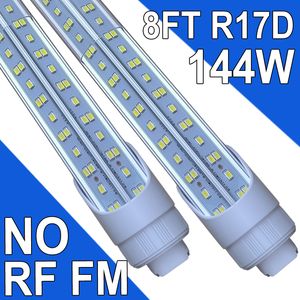 R17D/HO 8FT LED Bulb - Rotate 6500K Daylight 144W, 14500LM, 250W Equivalent F96T12/DW/HO, Clear Cover, T8/T10/T12 Replacement, Dual-End Powered, Ballast Bypass usastock