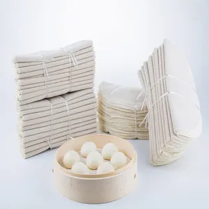 Baking Tools 10pcs Reusable Natural Pure Cotton Bamboo Steamer Cloth Fabric Round Steamers Rack Gauze Pad Pastry Baozi Jiaozi Buns Dumpling