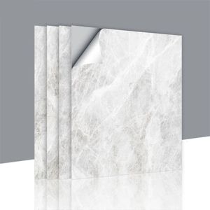 4PCSSet Gray Marble Tile Stickers för kök backsplash badrum vägg golvdekor tapet skal stick vinyl dekorativ film 240123