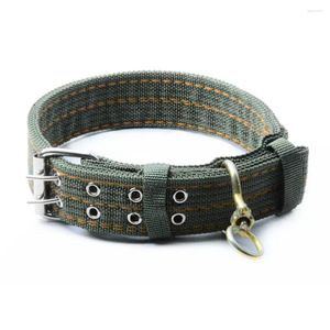 Dog Collars Army Green Double-Breasted Necklace Adjustable Big Collar Metal Buckle Double Row Thickening For Medium Large Dogs