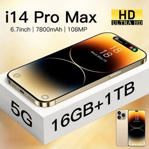 Yepyeni Orijinal I14 Pro Max 6.8 inç HD Tam Ekran Akıllı Telefon Yüz Kimliği 16GB+1 TB Cep Telefonları Global Sürüm 4G 5G Cep Telefonu