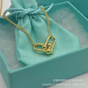 Tiffanyjewelry halsband Guldhalsbandsdesigner för kvinnor Sterling Silver Ushaped Horseshoe Buckle Tiffanyjewelry Necklace High Edition Fashion 238
