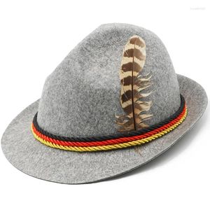 Articoli per feste Cappello Oktoberfest per uomo Donna Piuma tedesca Alpine Adult Beer Festival Bavarese Lederhosen Dirndl Accessori Outfit