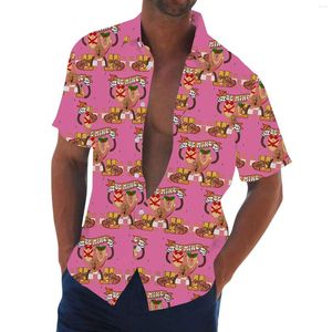 Erkekler Sıradan Gömlekler Erkekler Seksi Komik-3d Baskı Baskılı Gömlek Sevgililer-Gün Bolca Kısa Sleeve Coquettish Camisas Blouses Lüks Yaz