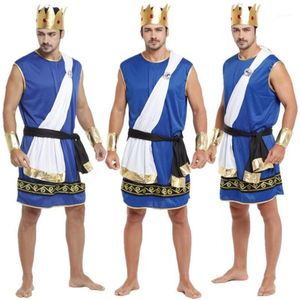 Nowy dorosły mężczyzna Zeus Costume Mężczyzna Cos Fancy Dress Starożytna Grecja Król Cosplay Ubrania na karnawał Halloween świąteczny Masquerade1300Y