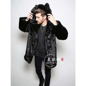 Designer Imitation Fur Coat Mens Winter Casual Warm Mink Long LBS7