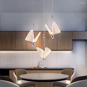 Pendant Lamps Modern Lights Butterfly Led Chandelier Ceiling Lamp Bedside Living Dining Room Kitchen Island Decor Hanging Fixture