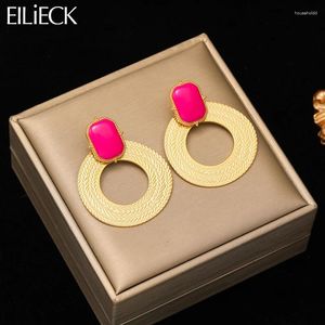 Stud Earrings EILIECK 316L Stainless Steel Exaggerated Round Hollowing For Women Girl Fashion Non-fading Ear Drop Jewelry Party Gifts