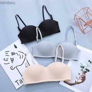 T-shirt da donna New Young Girls Ladies senza spalline antiscivolo invisibile piccolo petto reggiseno intero tubo top sottile reggiseno sexy senza fili L240201