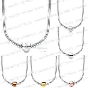 2024 S925 Prata Pingente Colares para Mulheres Designer Jóias Original DIY Fit Pandoras Moments Snake Chain Colar Moda Clavícula Correntes Presente