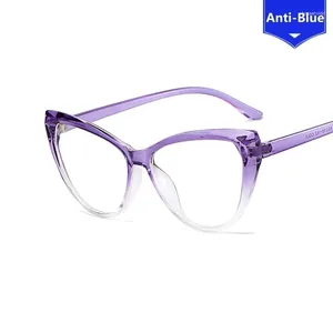 Óculos de sol quadros gradiente olho de gato anti-azul feminino óculos marca designer plástico feminino óculos clássico retro quadro grau glasse