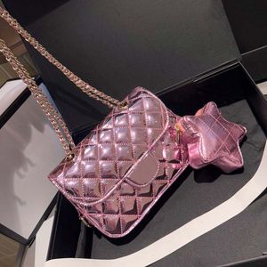 Woman Designer Messenger Man Wallet Patent Leather Metal Glitter Star Solid Color Chain Bag High Quality Handbag Shoulder Pur 287