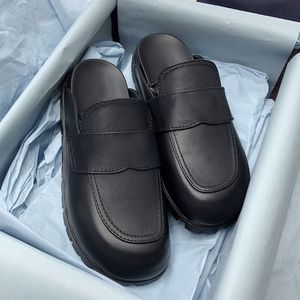 Com caixa macia acolchoada nappa sandálias de couro plataforma sabots chinelos mulheres designer mules bege preto branco verão moda senhora slides 522